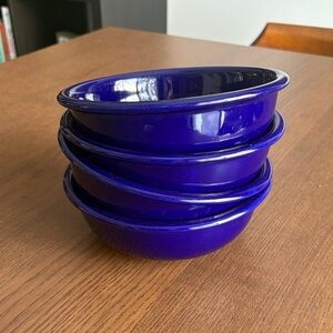 CROWN CORNING - Vintage Prego Cobalt Blue Ceramic Soup Bowls - Set of 4